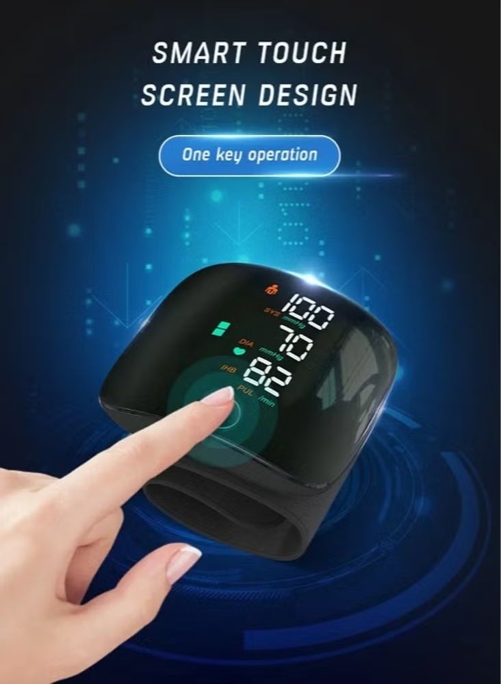 جهاز قياس ضغط الدم الرقمي للمعصم، مزود بكفة قابلة للتعديل، وذاكرة تخزين لـ 99 قراءة، وشاشة عرض كبيرة، وميزة التحدث، وحقيبة حمل، وساعة قياس ضغط الدم الأوتوماتيكية للمعصم. - Image 3